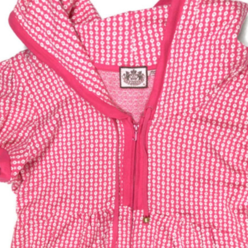 Juicy Couture XL Pink White Hoodie Hooded Zip Top - Picture 3 of 7